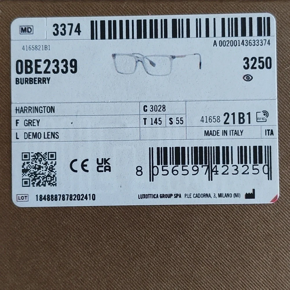 New Burberry Transparent Frame BE2371D